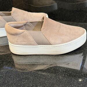 Vince Slip-On Sneaker in Taupe Suede with White Platform